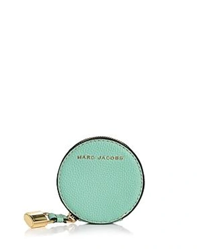 Shop Marc Jacobs The Grind Coin Pouch In Surf Blue/gold