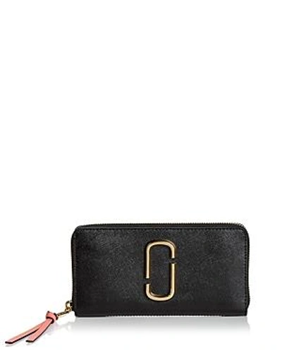 Shop Marc Jacobs Snapshot Standard Leather Continental Wallet In Black/rose/gold