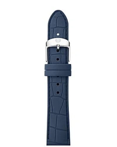Shop Michele Embossed Silicone Strap, 18mm In Navy