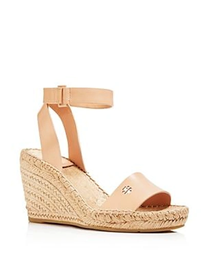 Shop Tory Burch Women's Bima Leather Espadrille Wedge Sandals In Natural