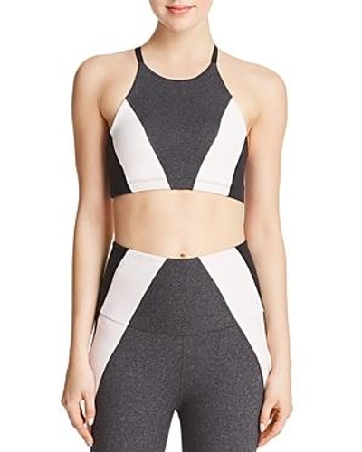 Shop Beyond Yoga Color-block Sports Bra In Heather Gray