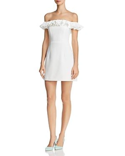 Shop French Connection Whisper Light Ruffled Off-the-shoulder Dress In Summer White