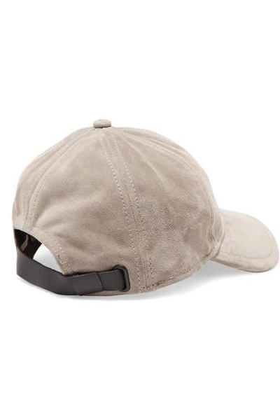 Shop Rag & Bone Marilyn Leather-trimmed Suede Baseball Cap In Gray