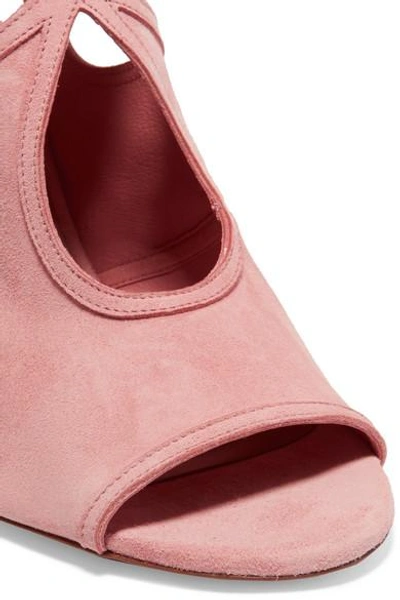 Shop Aquazzura Sexy Thing Cutout Suede Sandals In Baby Pink