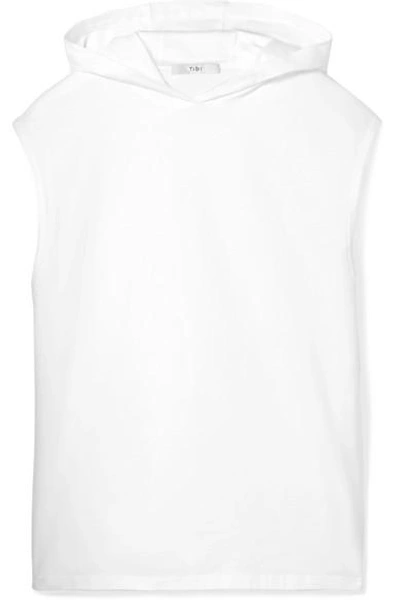 Shop Tibi Cotton-jersey Hooded Top In White