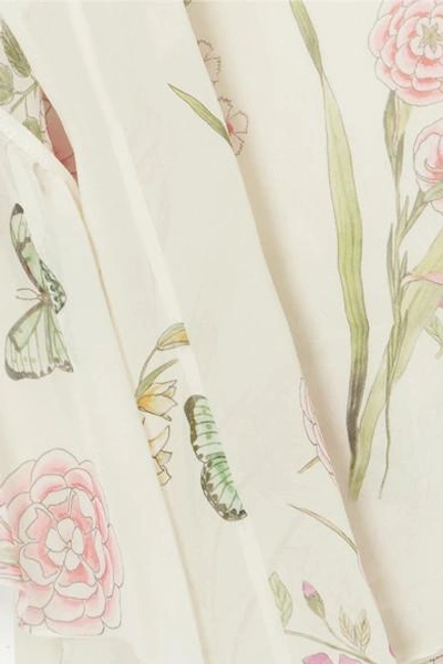 Shop Giambattista Valli Ruffled Floral-print Silk-georgette Blouse In Ivory
