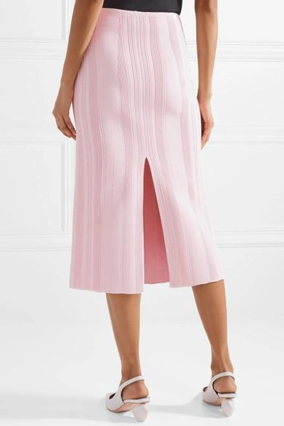 Shop Proenza Schouler Ribbed Stretch-knit Midi Skirt In Baby Pink