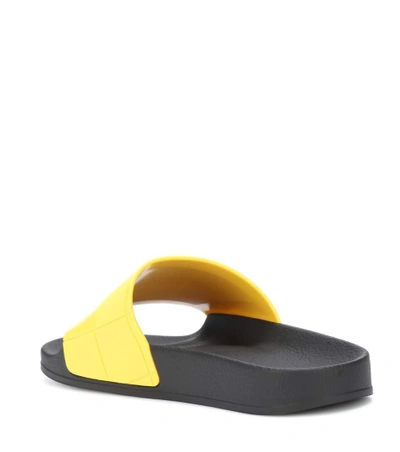 Shop Adidas Originals Adilette Checkerboard Slides In Yellow