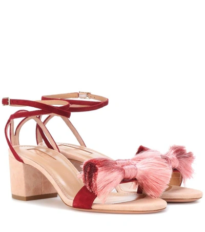 Shop Aquazzura Lotus Blossom 50 Suede Sandals In Pink