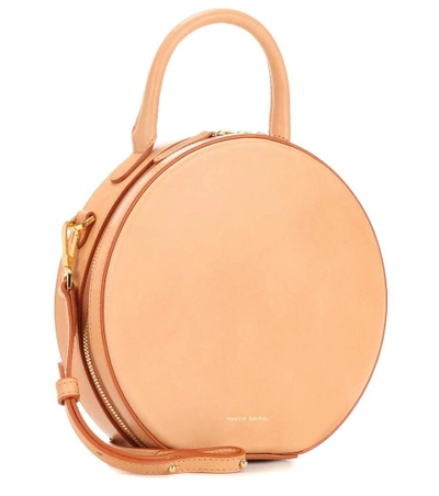 Shop Mansur Gavriel Circle Leather Crossbody Bag In Brown