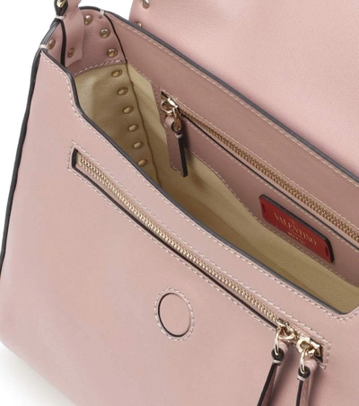 Shop Valentino Rockstud Leather Shoulder Bag In Beige