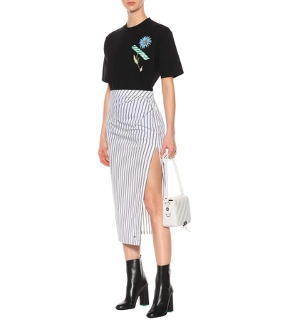 Shop Off-white Printed Cotton-blend T-shirt In Black