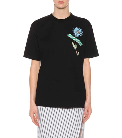 Shop Off-white Printed Cotton-blend T-shirt In Black