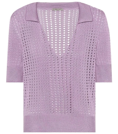 Shop Bottega Veneta Knitted Silk Top In Purple
