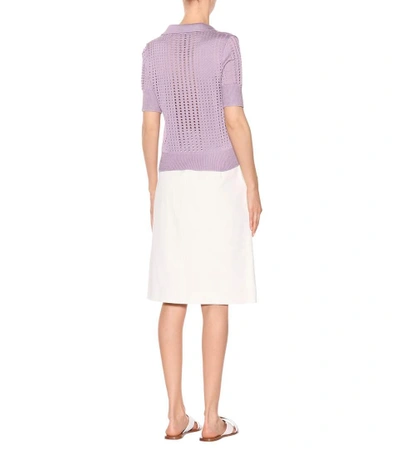 Shop Bottega Veneta Knitted Silk Top In Purple