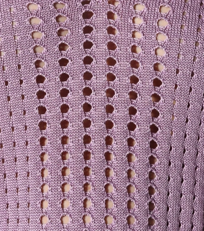 Shop Bottega Veneta Knitted Silk Top In Purple