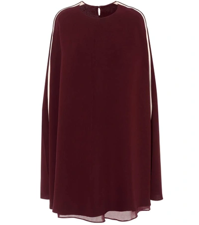 Shop Valentino Silk Crêpe De Chine Cape Dress In Purple