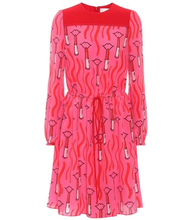 Shop Valentino Printed Silk Dress In Pink