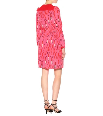 Shop Valentino Printed Silk Dress In Pink