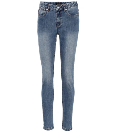 Shop Apc High Standard Skinny Jeans In Blue