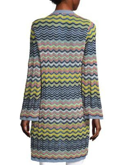 Shop M Missoni Wave Ripple Open-front Cardigan In Gray