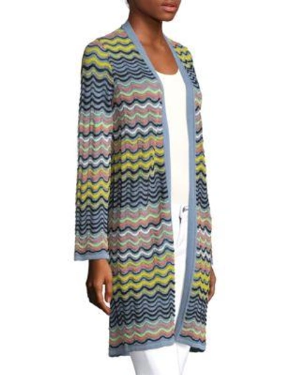Shop M Missoni Wave Ripple Open-front Cardigan In Gray