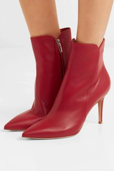 Shop Gianvito Rossi Levy 85 Leather Ankle Boots In Red