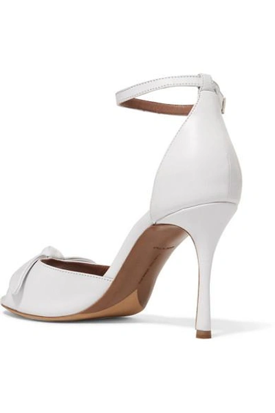 Shop Tabitha Simmons Mimi Bow-embellished Leather Sandals In White