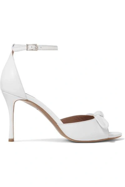 Shop Tabitha Simmons Mimi Bow-embellished Leather Sandals In White