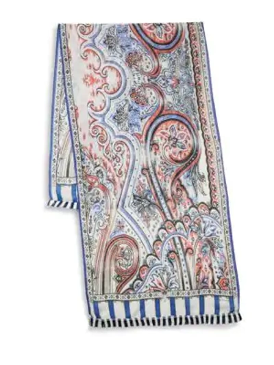 Shop Etro Ornate Floral Scarf In White