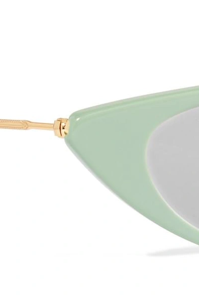 Shop Illesteva Marianne Cat-eye Acetate Mirrored Sunglasses In Green