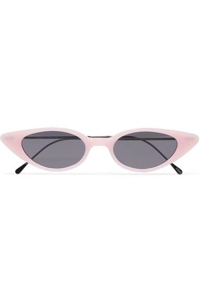 Shop Illesteva Marianne Cat-eye Acetate And Gunmetal-tone Sunglasses In Pink