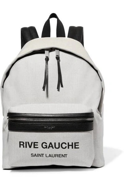 Shop Saint Laurent Mini City Leather-trimmed Printed Canvas Backpack In White