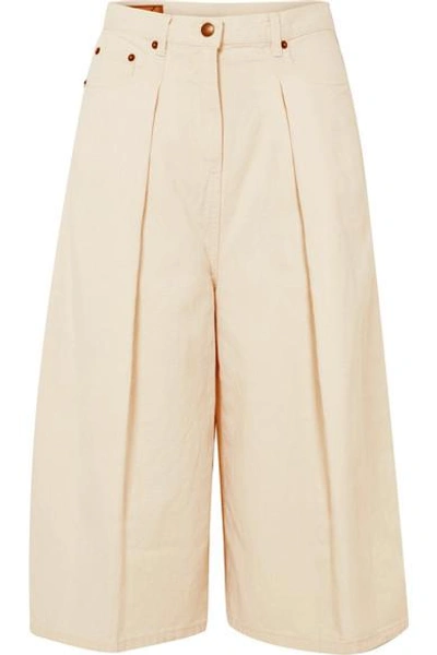 Shop Mcq By Alexander Mcqueen Atami Pleated Cropped High-rise Wide-leg Jeans In White