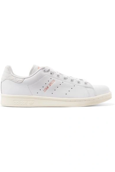 Shop Adidas Originals Stan Smith Snake Effect-trimmed Leather Sneakers