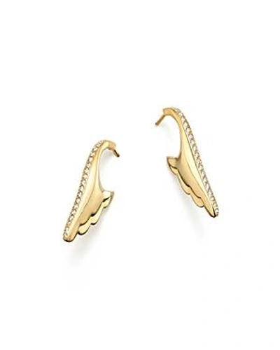 Shop Temple St Clair 18k Yellow Gold Wing Pave Diamond Earrings - 100% Exclusive In White/gold