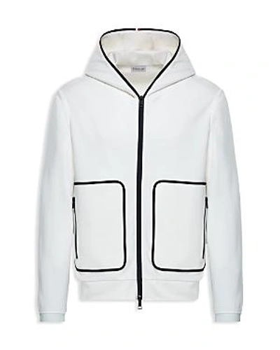 Shop Moncler Contrast Zip Hooded Sweatshirt In White