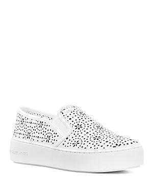 michael kors white leather slip on sneakers
