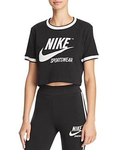 Shop Nike Archive Logo Cropped Tee In Black