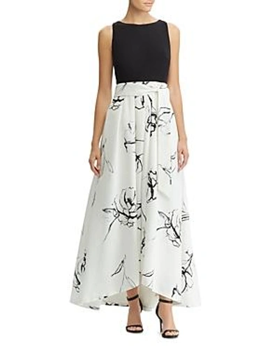 Shop Ralph Lauren Lauren  Abstract-floral Gown In Cream/black/multi