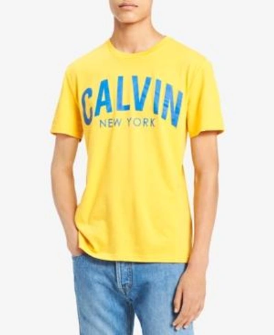 Shop Calvin Klein Jeans Est.1978 Men's Logo-print T-shirt In Spectra Yellow