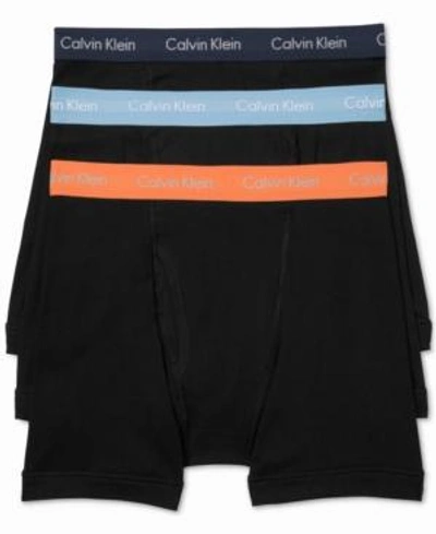 Shop Calvin Klein Men's Cotton Classic Boxer Briefs 3-pack Nu3019 In Bridge Blue, Vibrant Orange, Blue Shadow