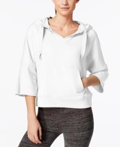 Shop Calvin Klein Performance 3/4-sleeve Relaxed Hoodie In White