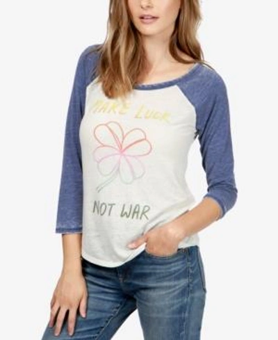 Shop Lucky Brand Raglan-sleeve Graphic T-shirt In Marshmallow