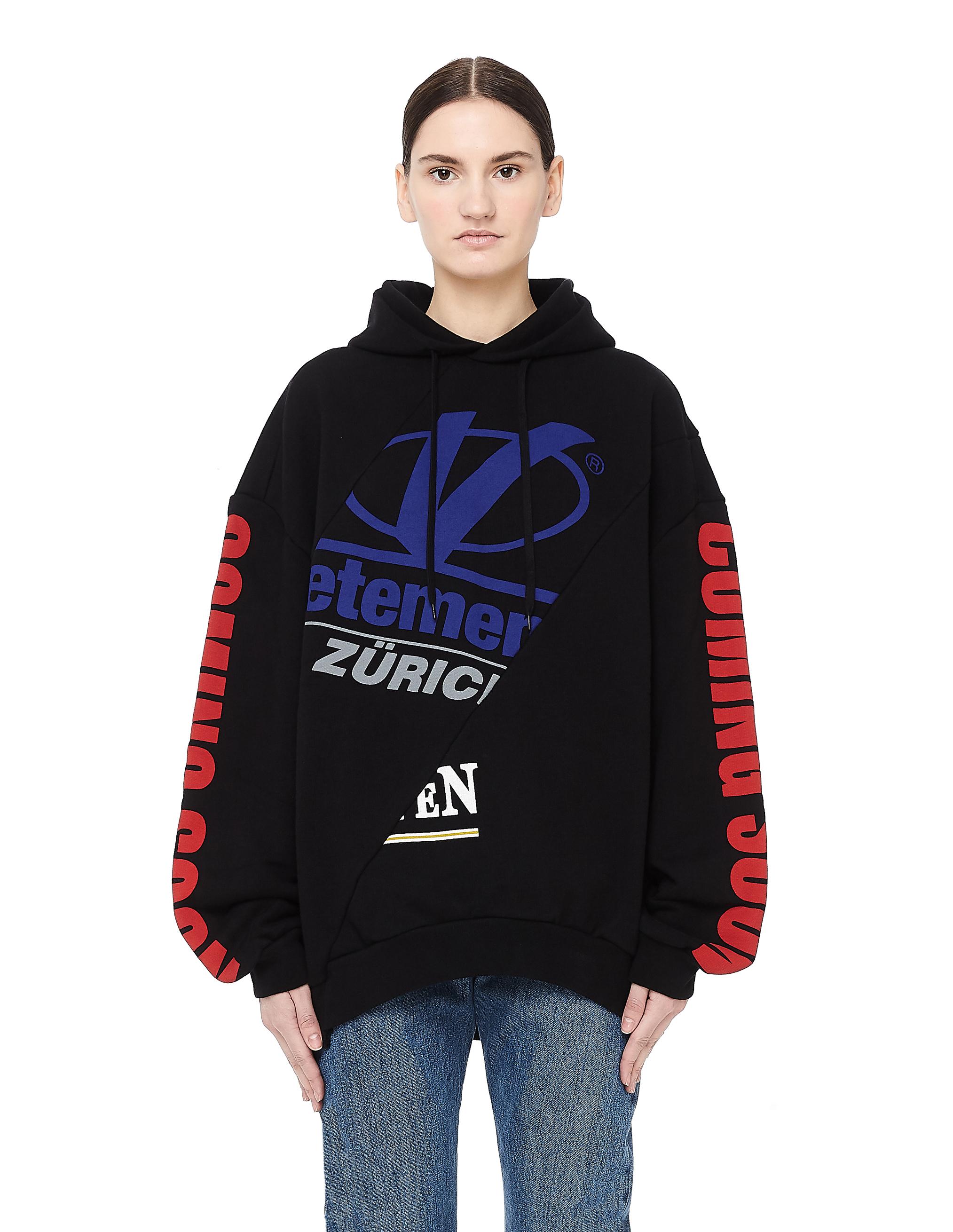 Vetements Women's Printed Sweatshirt With A Hood In Black | ModeSens