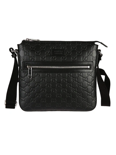 Shop Gucci Signature Messenger Bag In Black