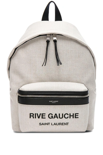 Shop Saint Laurent Mini Canvas Rive Gauche City Backpack In Cream