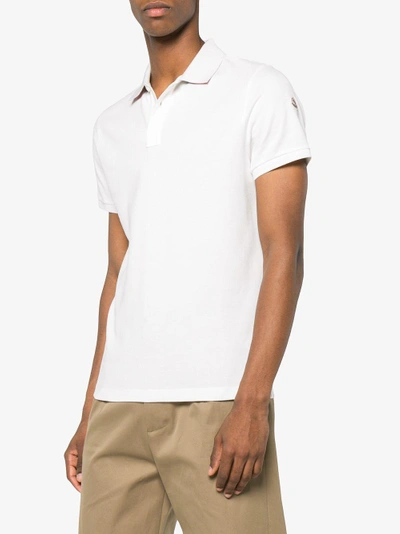 Shop Moncler Knitted Polo Shirt In White