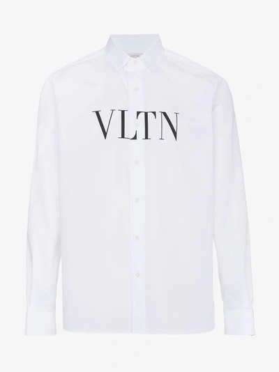 Shop Valentino White Vltn Logo Shirt In Weiss