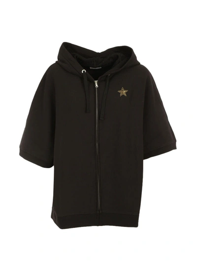 Shop Red Valentino Zipped Hoodie In Black
